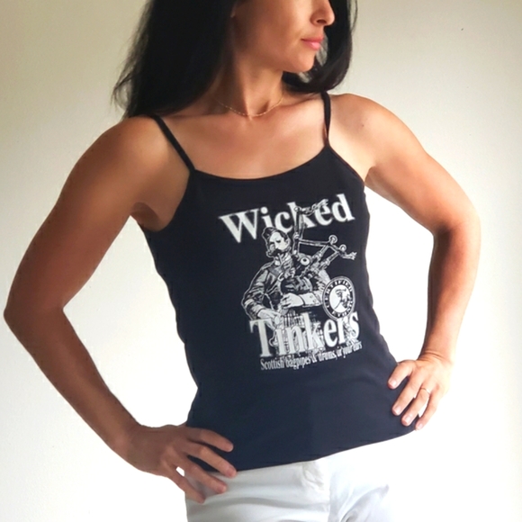 Bella Tops - Vintage 1990s Wicked Tinkers Scottish Bagpipe Band Tank Top Spaghetti strap